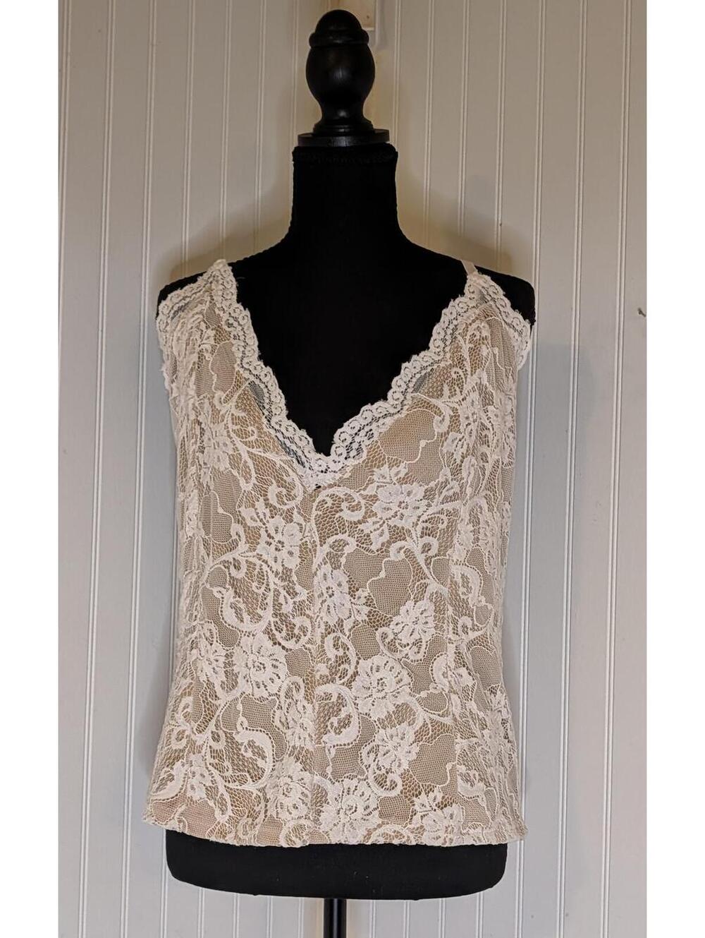 Boho style K. Jordan Beige Lace Camisole Top XL